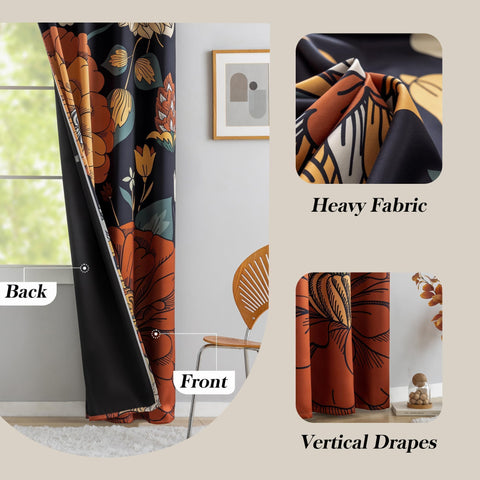 Tyrot floral blackout curtains support energy efficiency and comfort