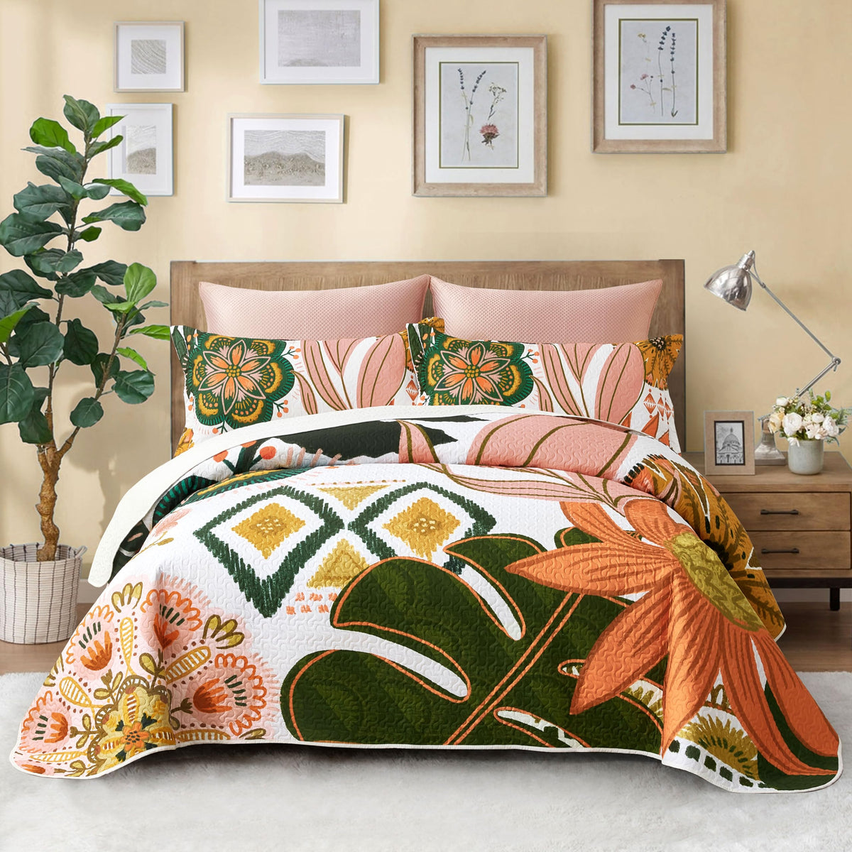 Tyrot boho floral quilt pattern adds chic style to your bed