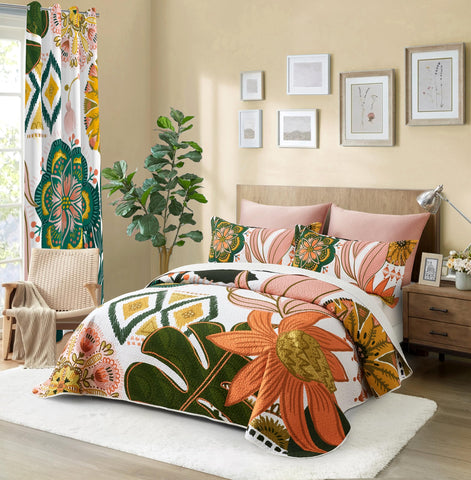 Tyrot California King quilt reversible design shows two styling sides for versatility.