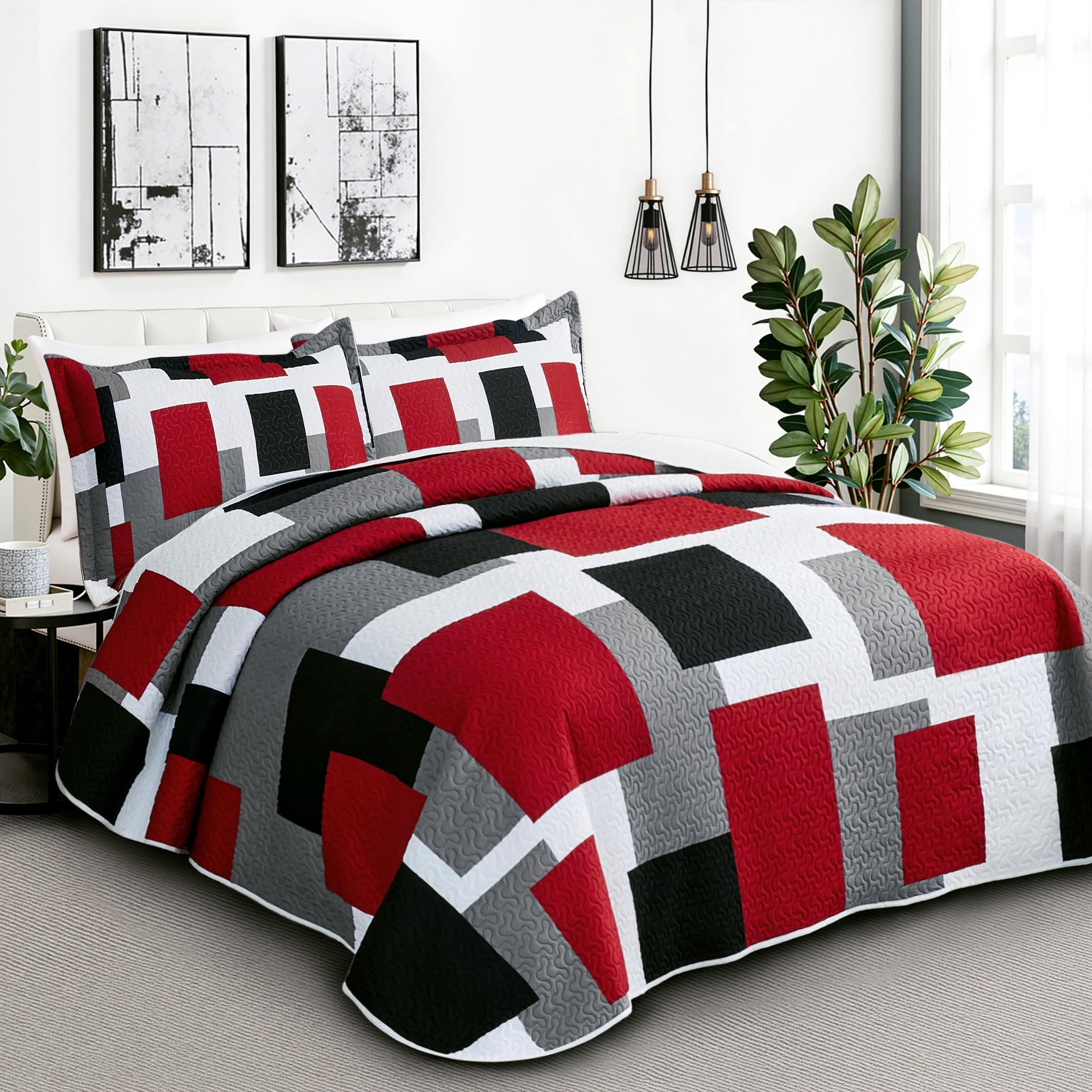 Tyrot patchwork quilt sham front view showcasing the 20x26 inch size.