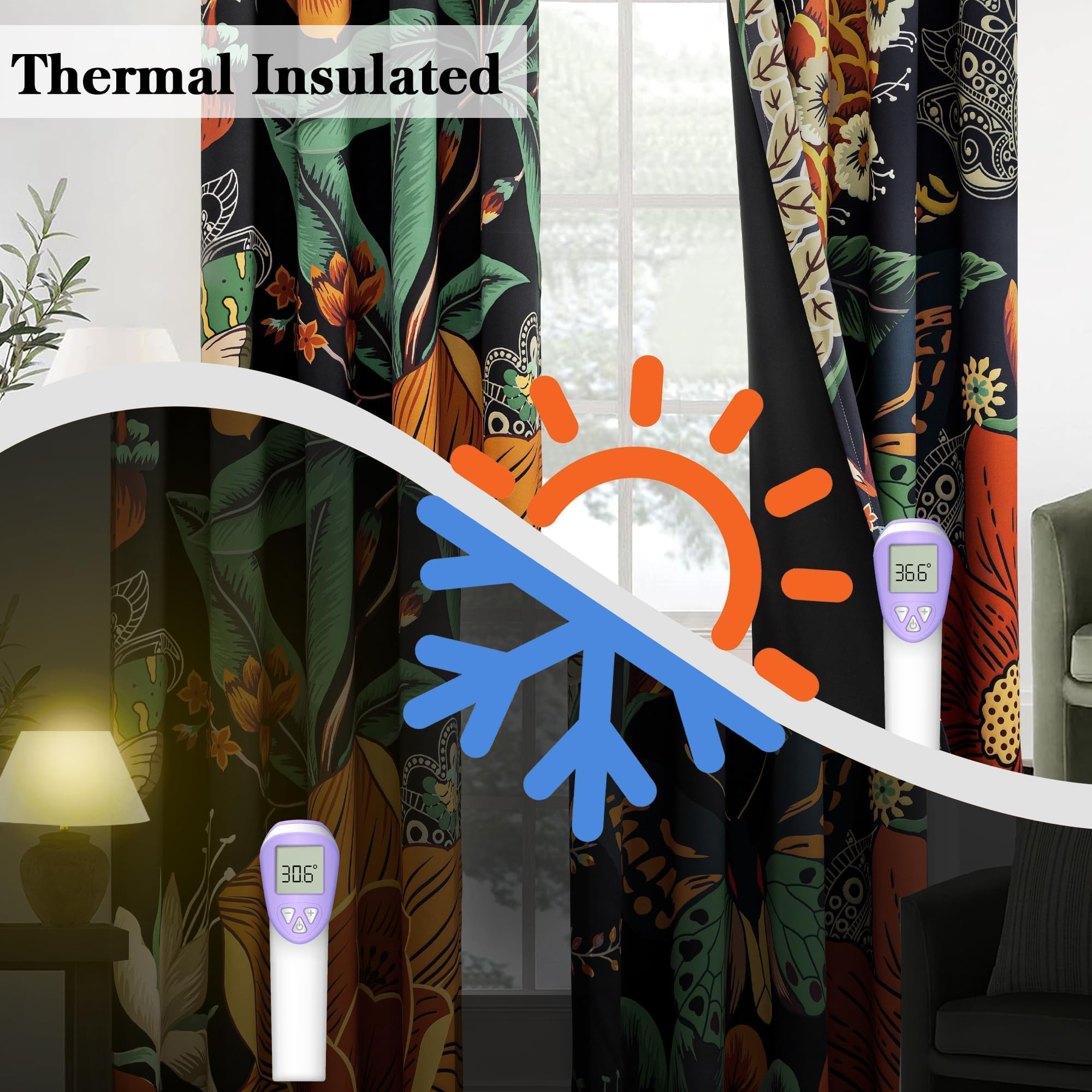 Tyrot vintage botanical design adds boho charm while ensuring privacy.