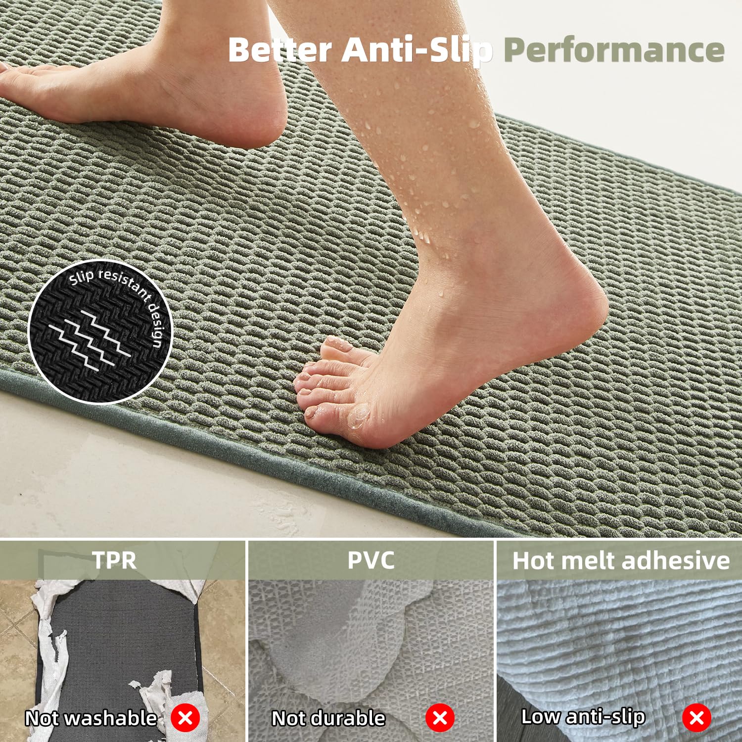 TYUU machine-washable bath rug is easy to clean and durable.