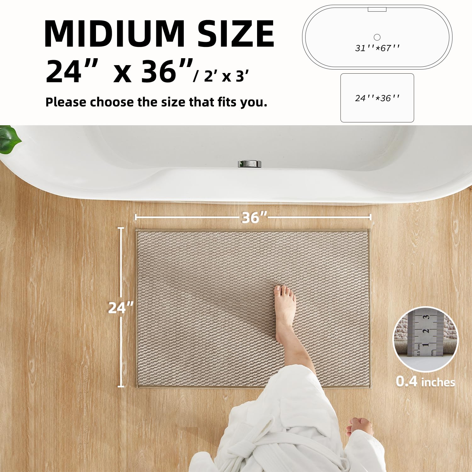 TYUU absorbent quick-dry bathroom rug keeps feet dry after shower