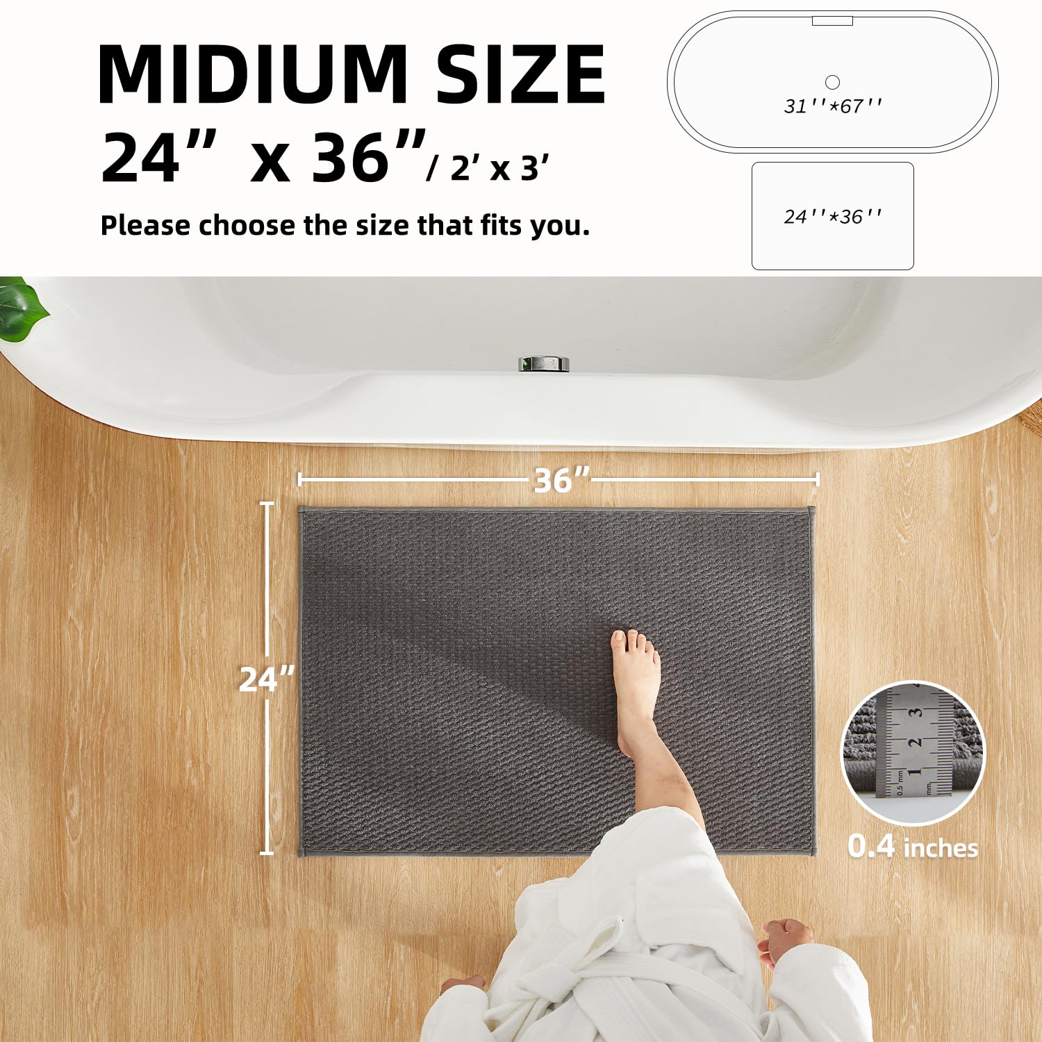 TYUU bathroom rug absorbent quick-dry design soaks up water quickly
