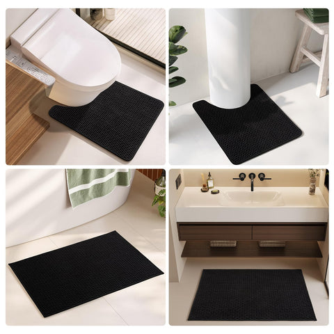 TYUU compact low-profile rug fitting a small bathroom aesthetic