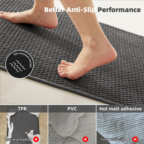 TYUU natural rubber backing enhances grip on smooth floors for safer footing.