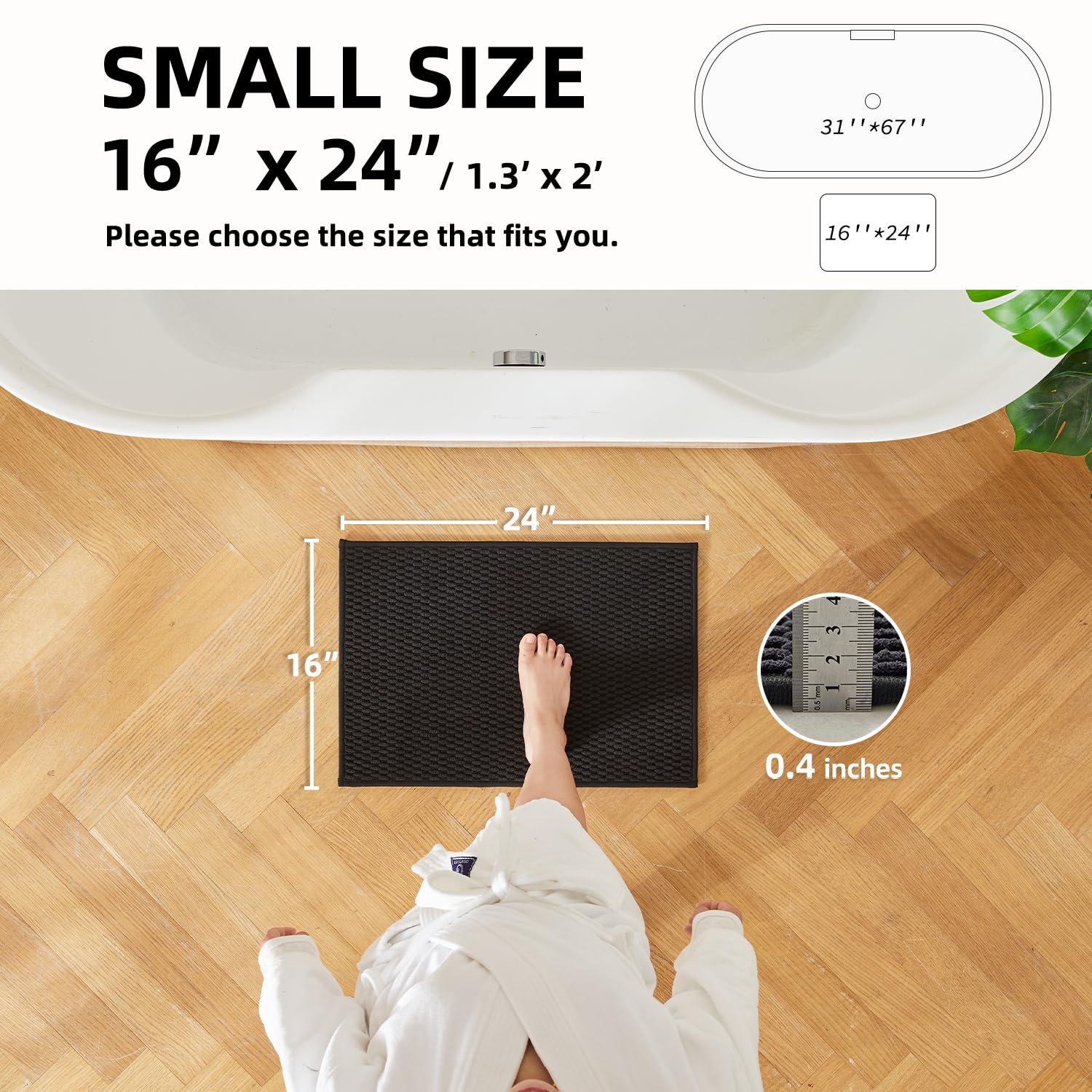 TYUU non-slip backing close-up showing natural rubber grip on smooth flooring