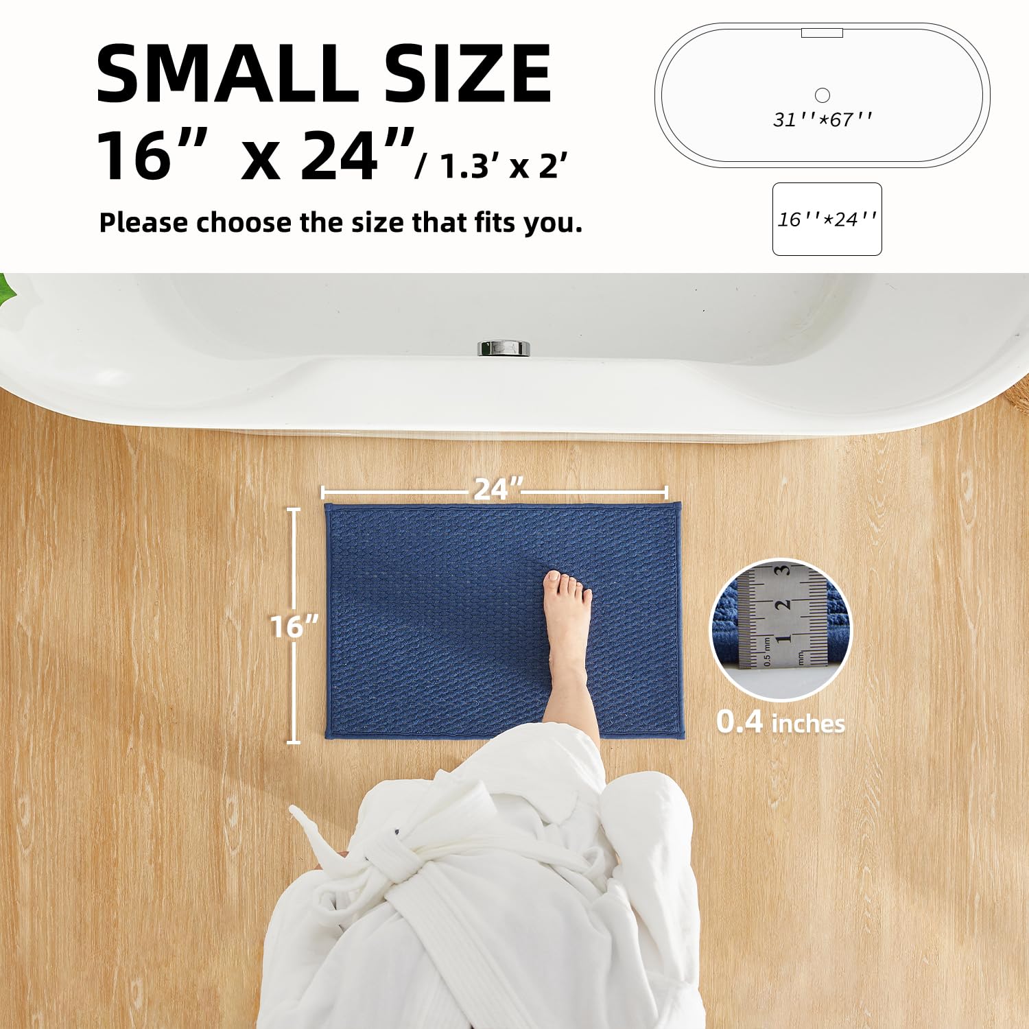 TYUU bathroom rug quick-dry fibers closeup highlights fast moisture evaporation