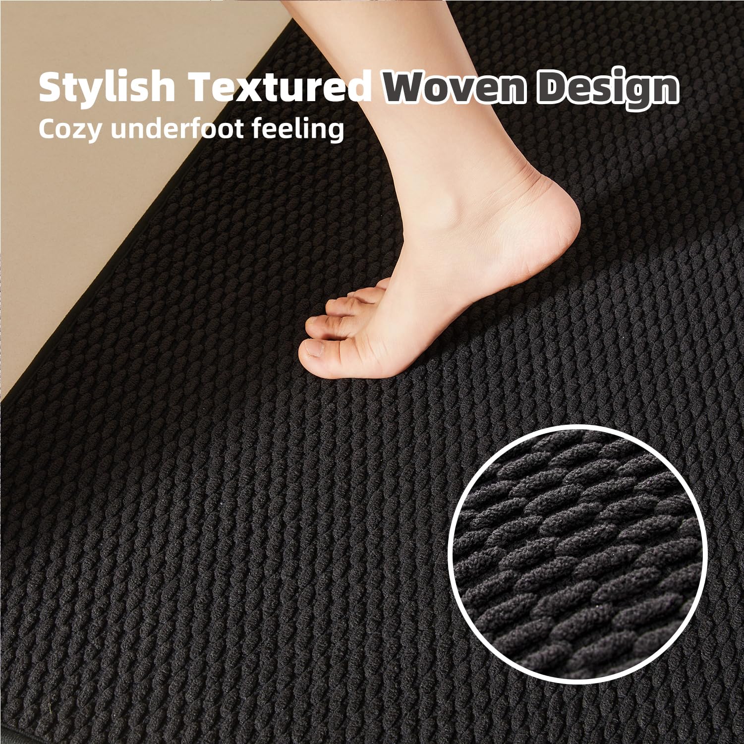 TYUU soft low-pile texture shown up close enhances comfort underfoot