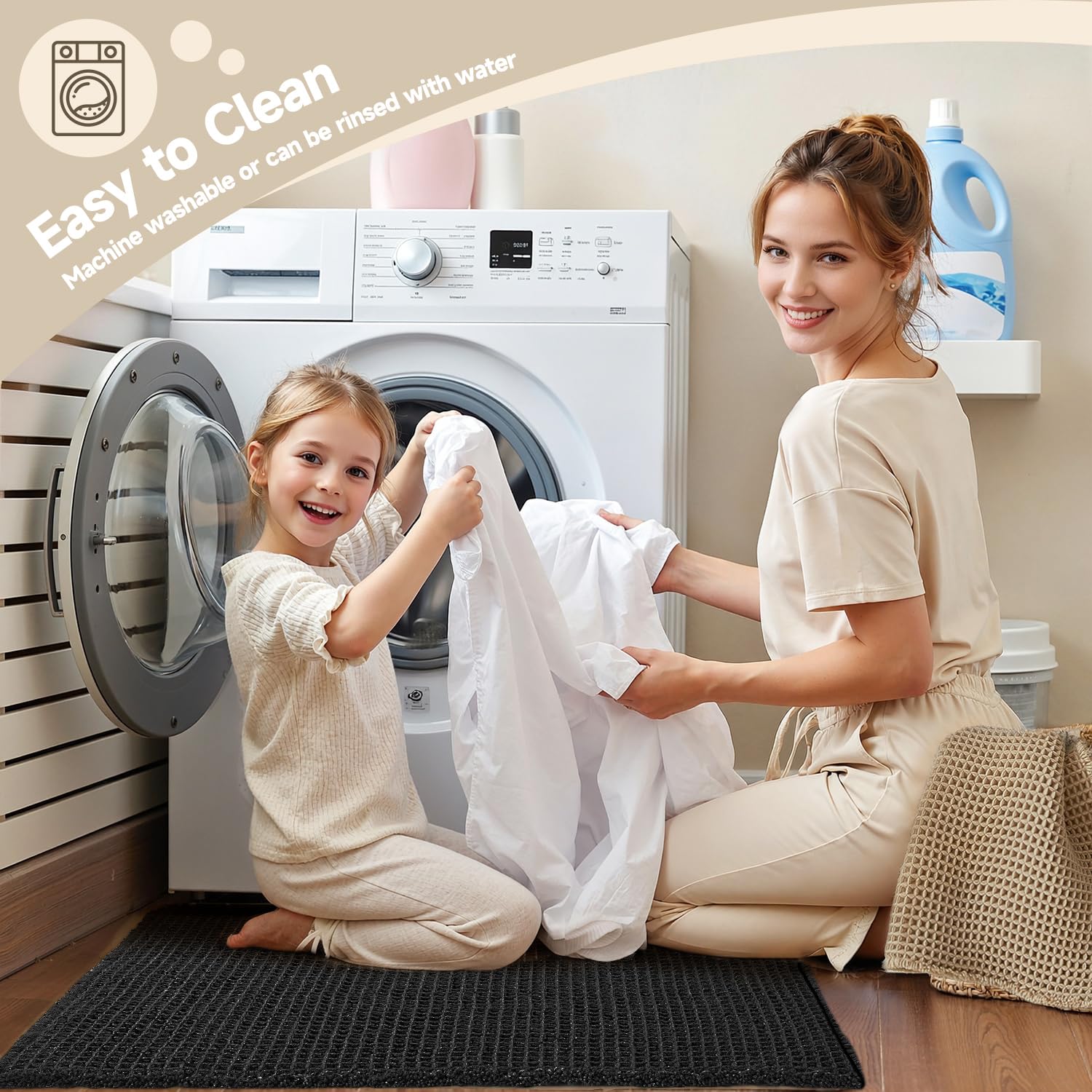 TYUU care-friendly rug is hand-washable for easy maintenance.