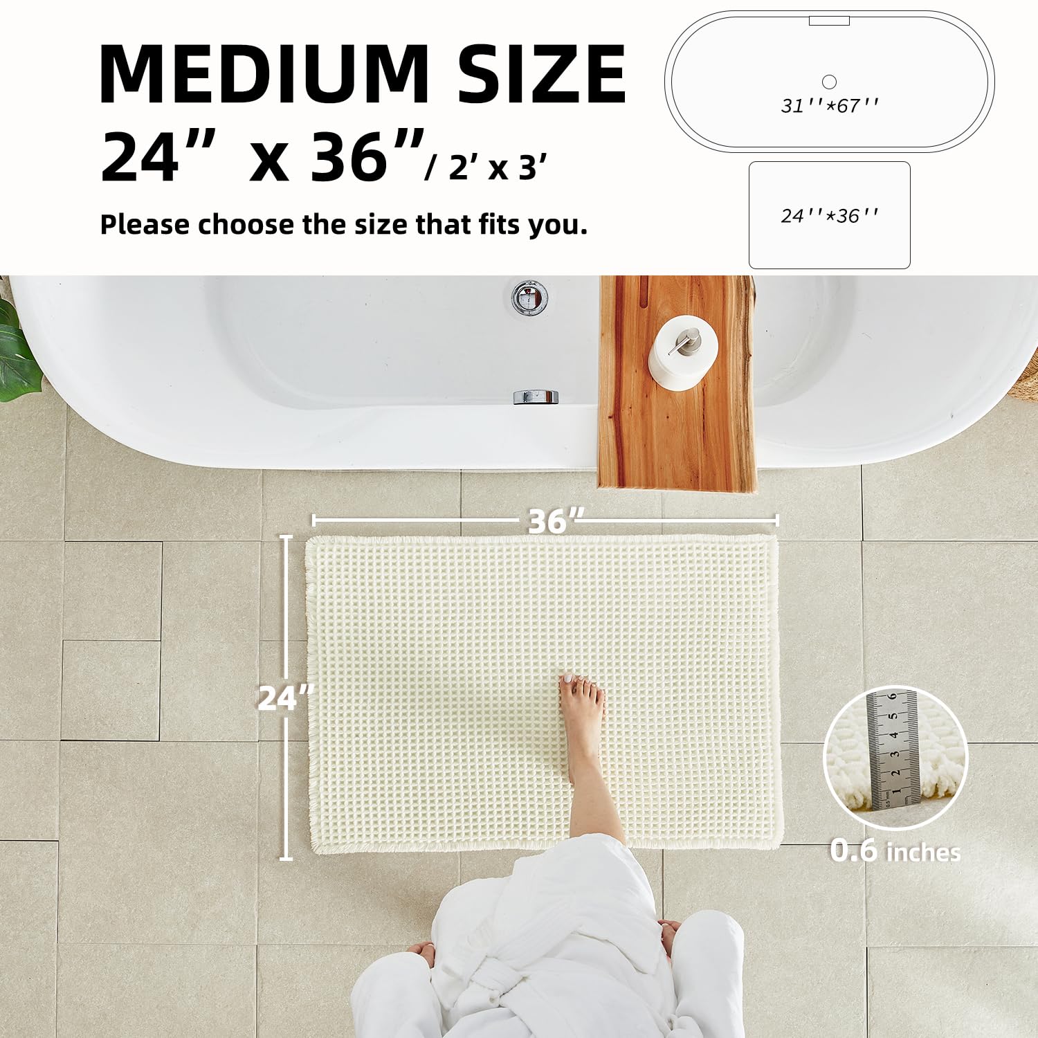 TYUU non-slip backing keeps the rug securely in place on smooth floors