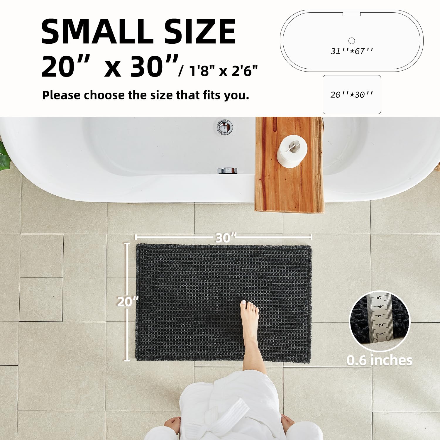 TYUU non-slip backing keeps this bath mat securely in place on smooth surfaces.