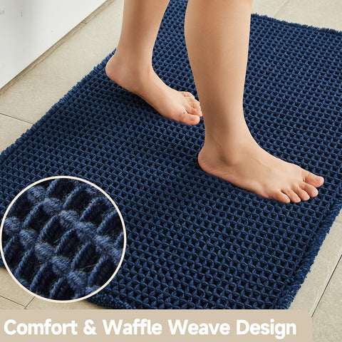 TYUU non-slip backing bath mat navy keeps feet secure on smooth surfaces