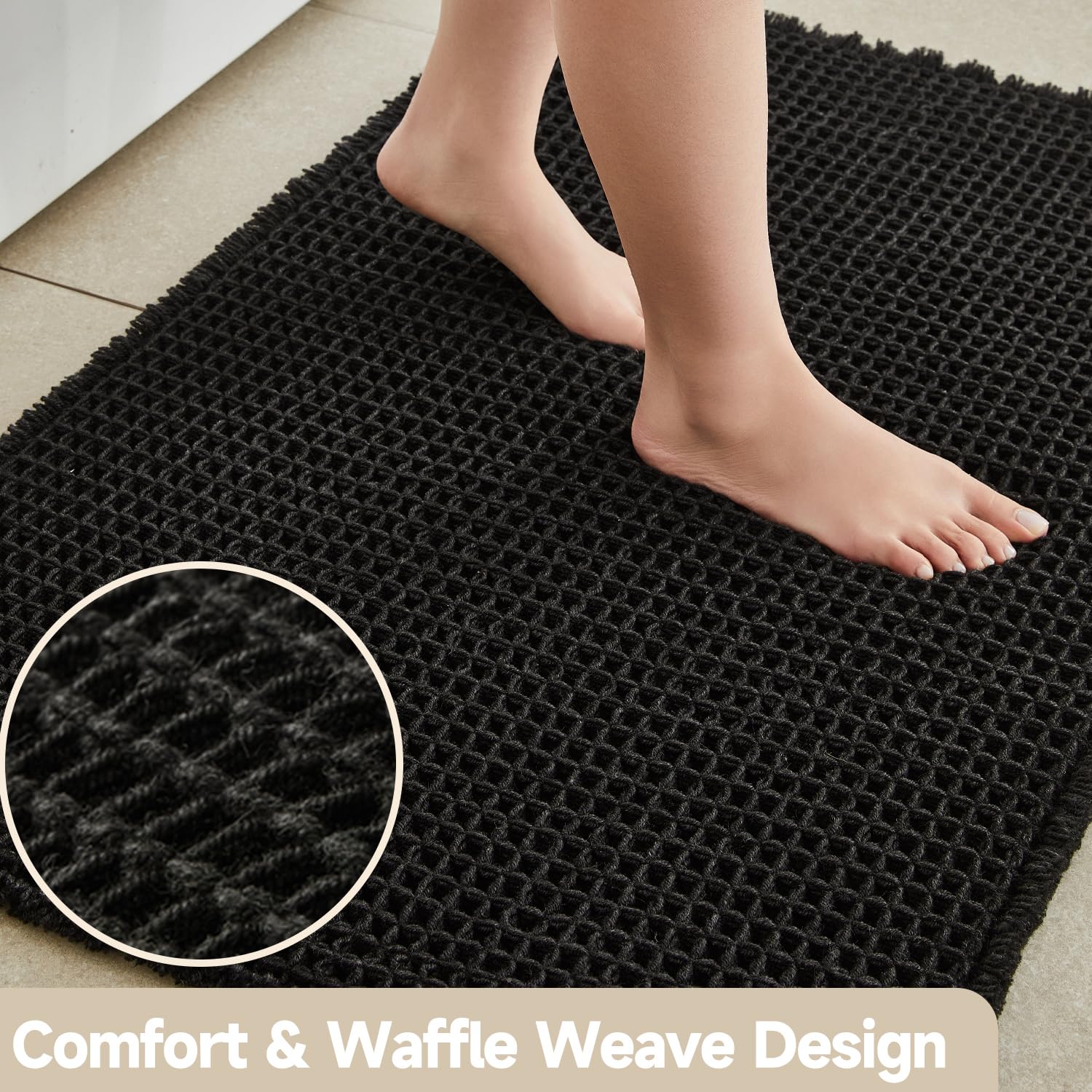 TYUU rug underside with non-slip backing on smooth floors.