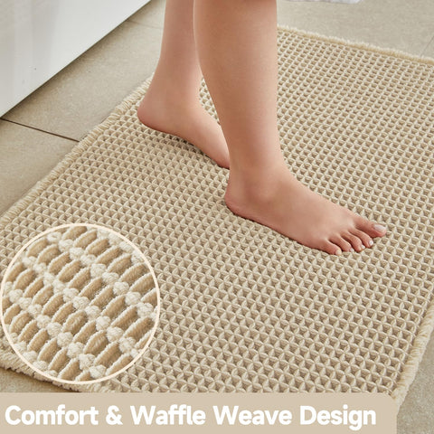 TYUU quick-dry waffle rug keeps bathroom floors dry after showers.