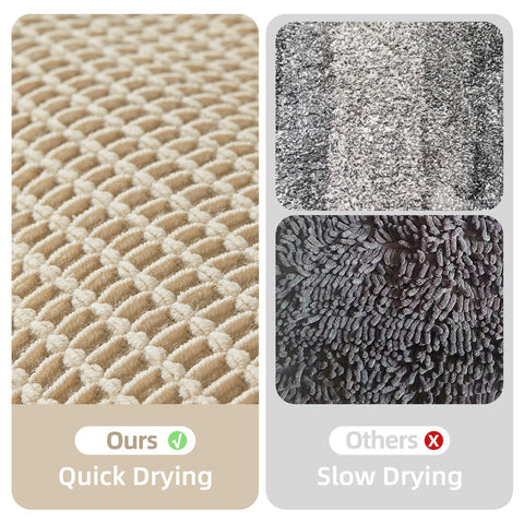 TYUU 48x24 inch rug anchors a large bathroom with warm neutral tone.