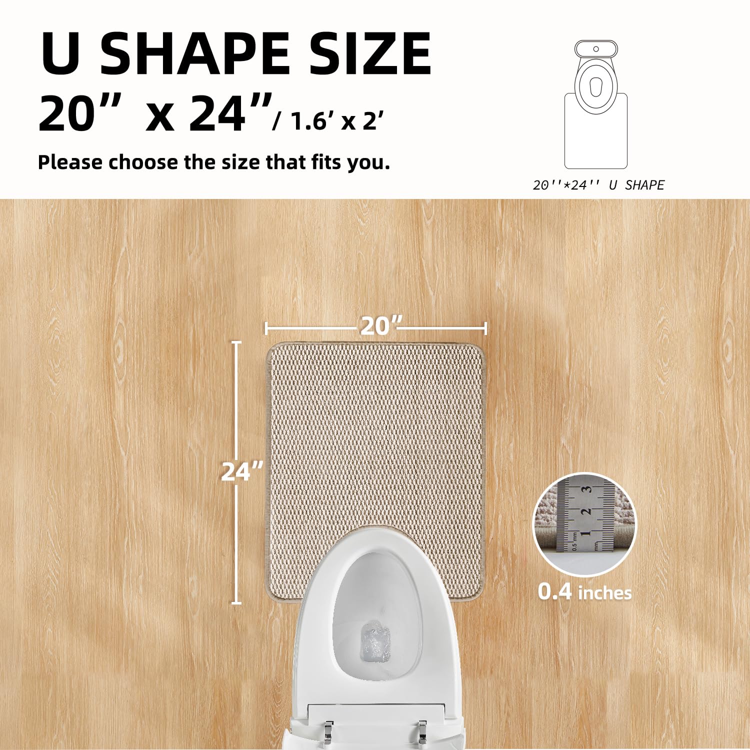 TYUU beige toilet rug absorbs moisture and dries fast for a drier bathroom