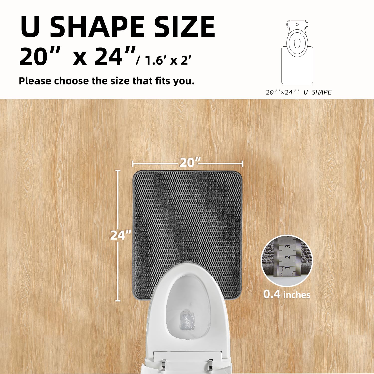 TYUU Toilet Rug U-Shape close-up of absorbent fibers for fast moisture pickup.
