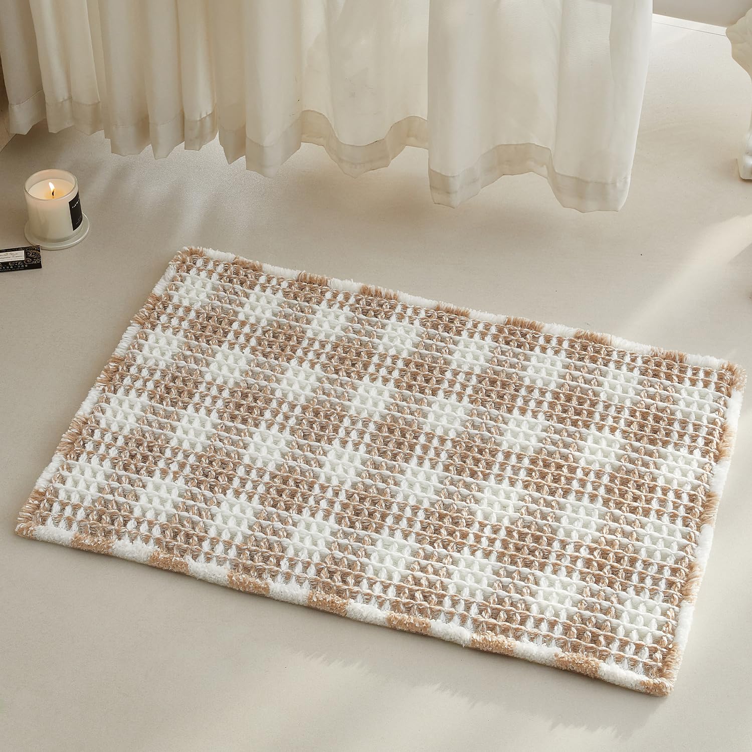 TYUU waffle bath mat 30x20—soft waffle texture for plush daily comfort.
