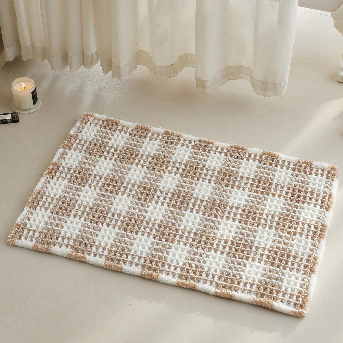 TYUU waffle bath mat 30x20—soft waffle texture for plush daily comfort.