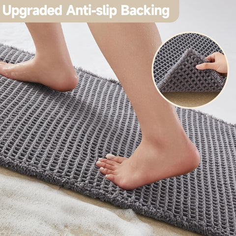 TYUU waffle bath mat grey 30x20 in a modern bathroom setting