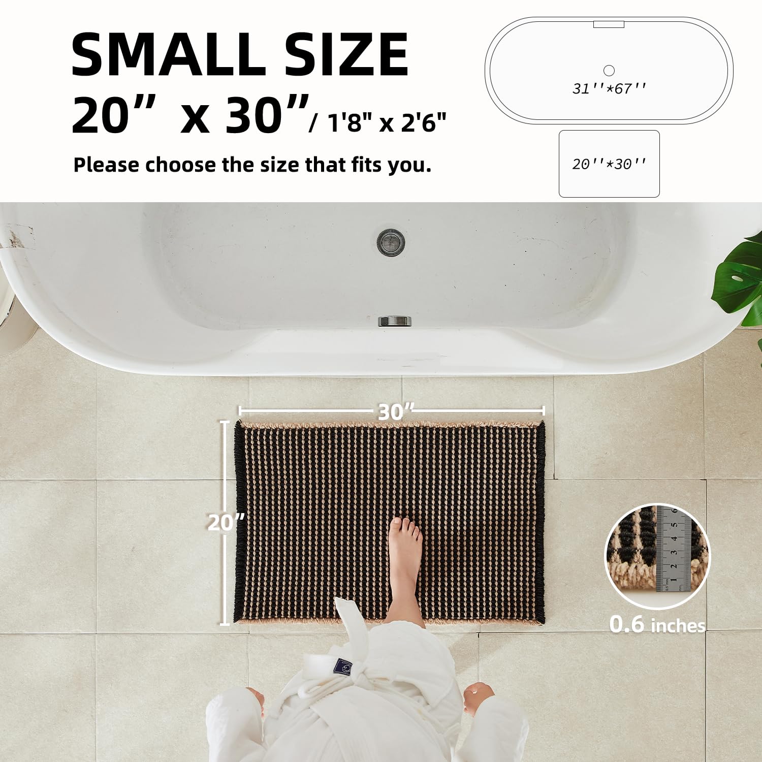TYUU Waffle Bath Mat khaki closeup texture reveals inviting waffle weave for moisture handling.
