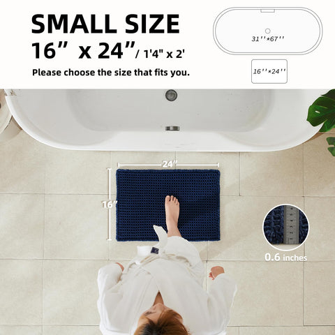 TYUU waffle bath mat navy-quick-dry-weave keeps floors dry after showers