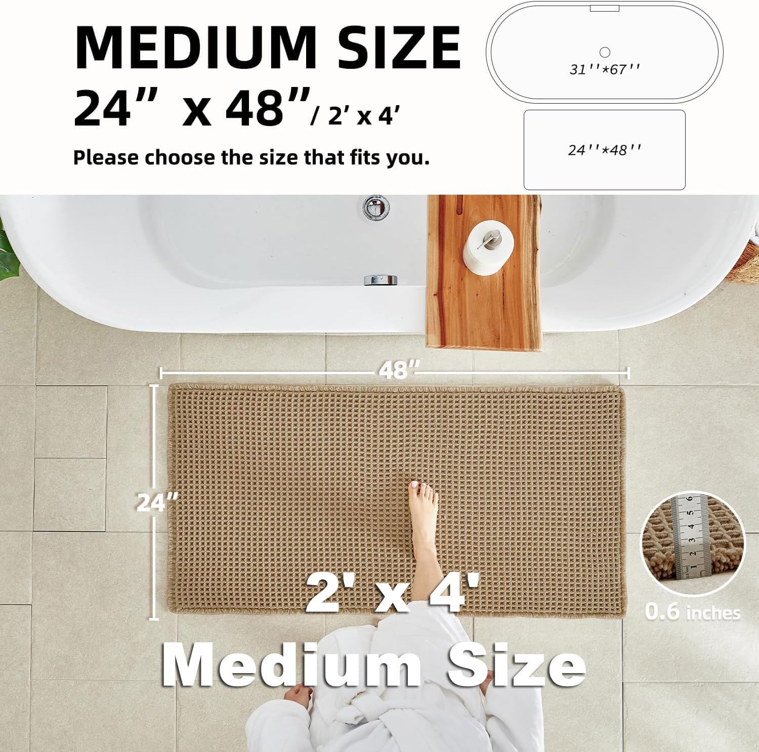 TYUU non-slip back detail demonstrates secure grip on smooth bathroom floors.