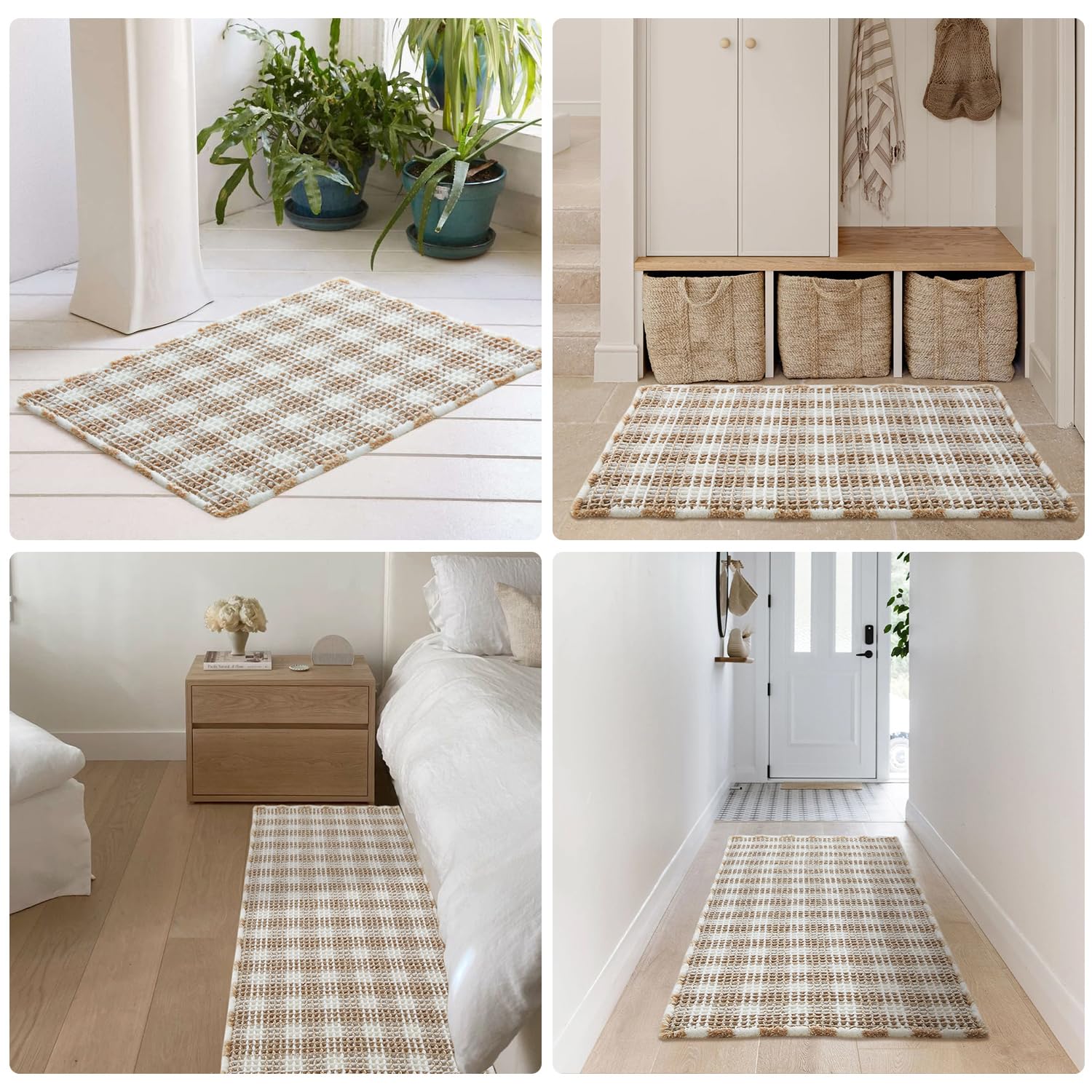 TYUU waffle bath mat versatile for bathroom, kitchen, entry, or hallway decor.