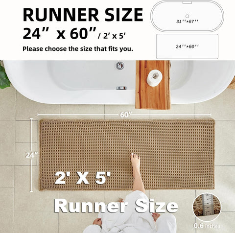TYUU waffle runner rug bathroom with non-slip backing secures position