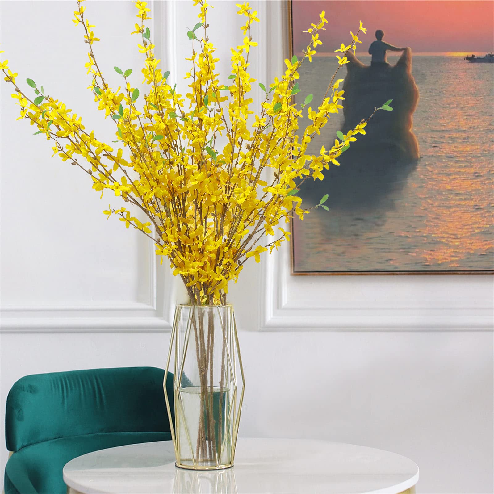 Close-up of U'Artlines Forsythia branch petal texture in bright yellow