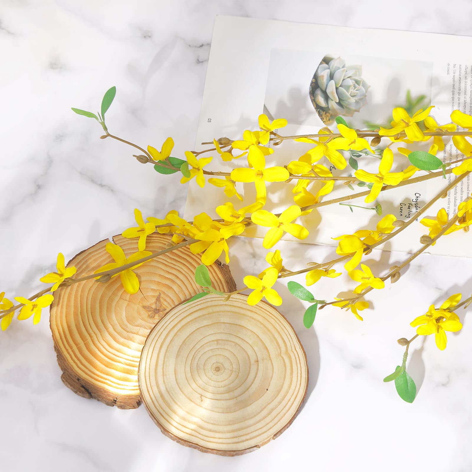 Yellow Forsythia branch clusters by U'Artlines for lush bouquet appearance