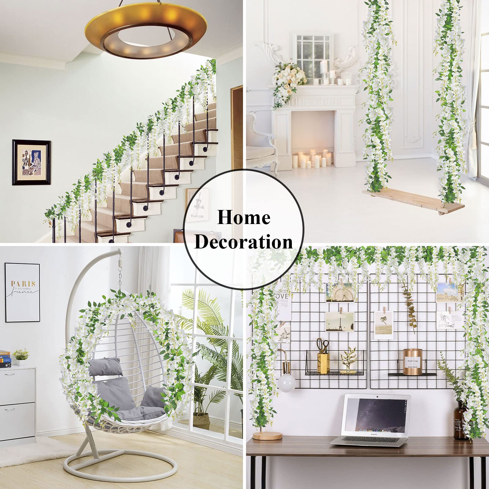U'Artlines wisteria garland lifelike look enhances backdrops.
