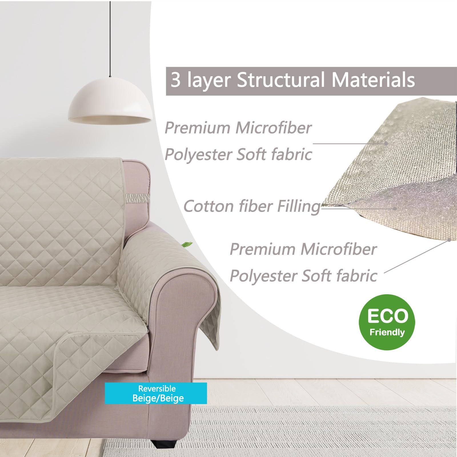 U-NICE HOME oversized fit for up to 78 inches provides full couch coverage.