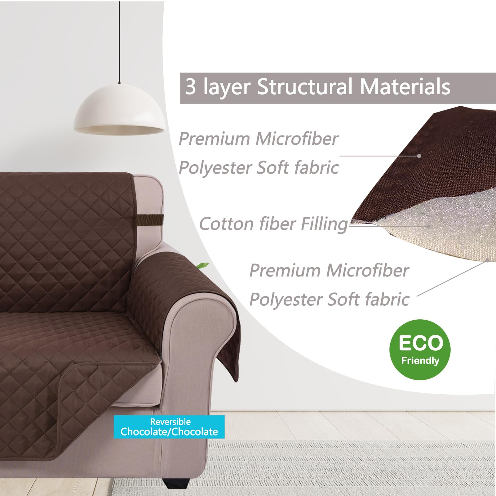 U-NICE HOME anti-slip sofa cover uses elastic straps and foam rods to stay put.