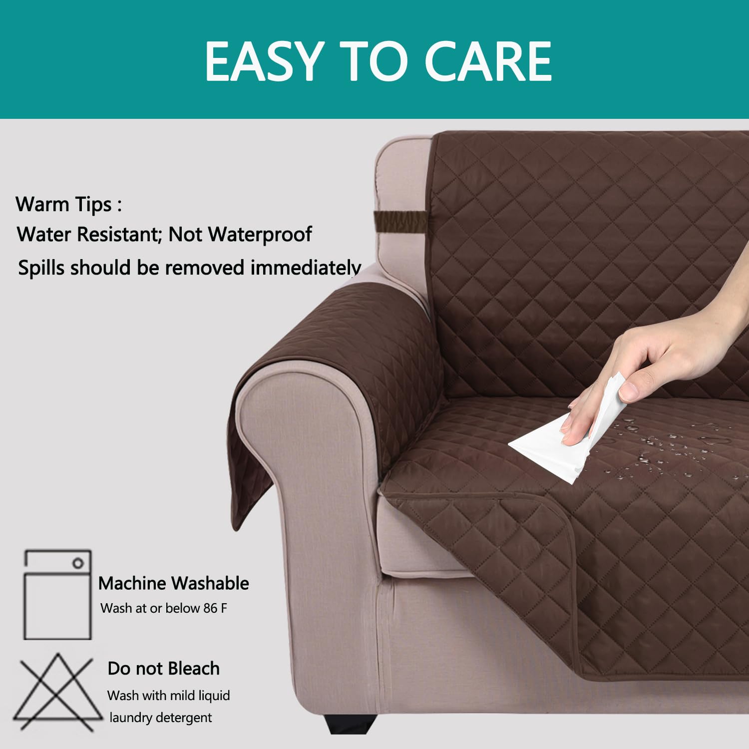 U-NICE HOME easy-install sofa cover drapes on quickly for a neat look.