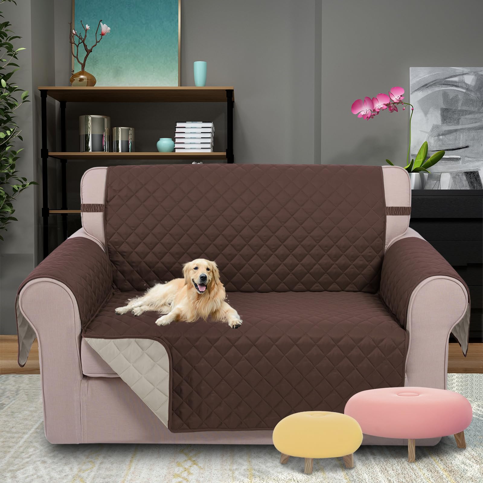 U-NICE HOME Loveseat Cover back view showing reversible color.