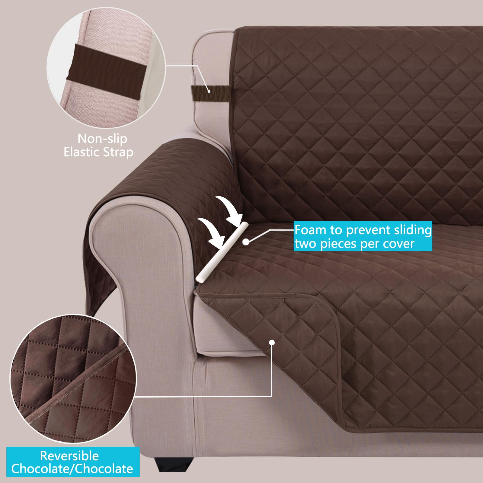 U-NICE HOME three-layer quilted couch cover delivers durable comfort.