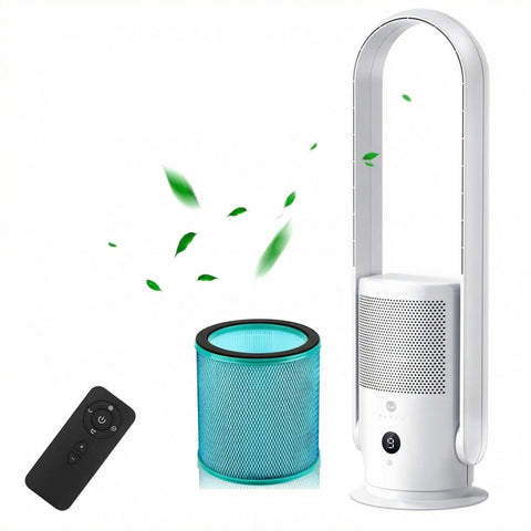 U ULTTY bladeless fan front view for safe, efficient cooling in a bedroom