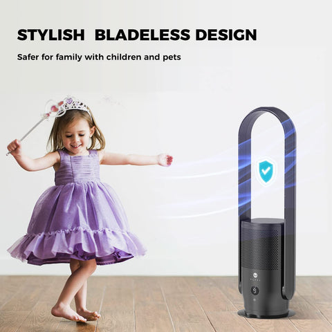 U ULTTY bladeless tower fan with HEPA filter for cleaner air.