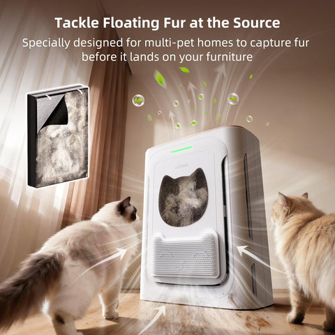 uahpet Pet Air Purifier side view with washable pre-filter