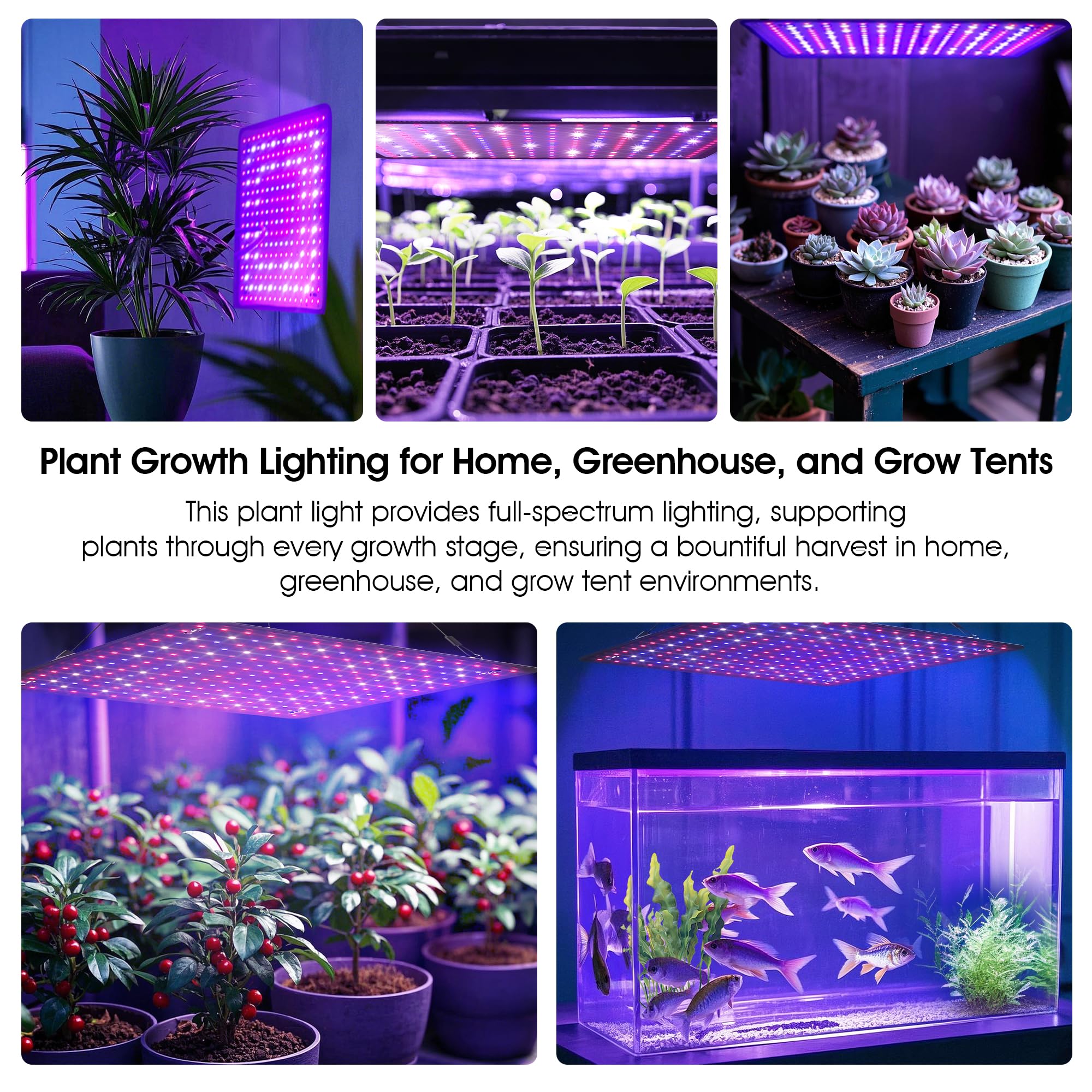 Uallhome grow light with 6-foot power cord installed