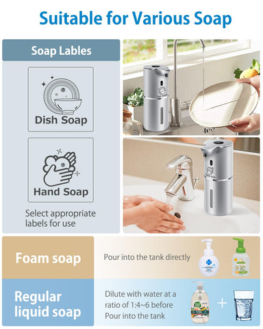 Uarnicey automatic foaming dispenser transparent container shows soap level