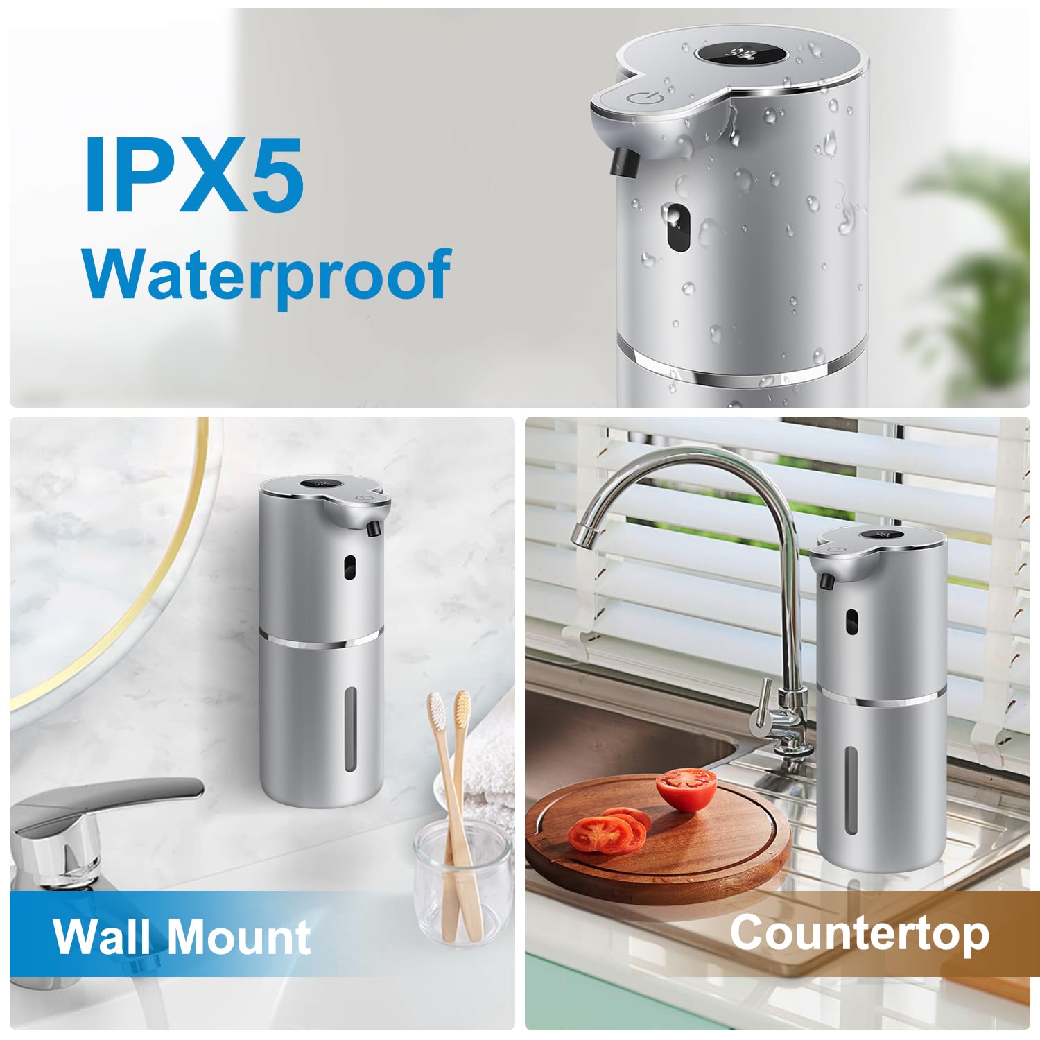 Uarnicey automatic foaming dispenser wall-mount design saves counter space