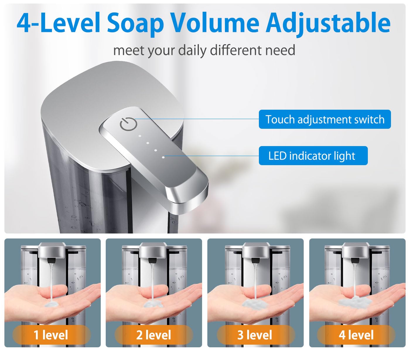 No drip spout design reduces soap mess and waste on the counter