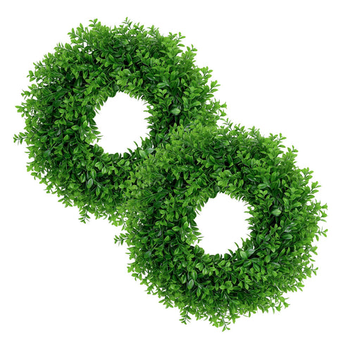 U'Artlines 17-inch front door wreath with boxwood greenery, ideal for year-round curb appeal.