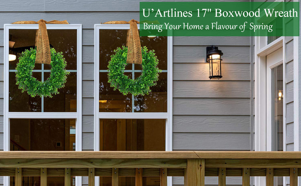 U'Artlines easy-clean artificial greenery wreath for simple upkeep.