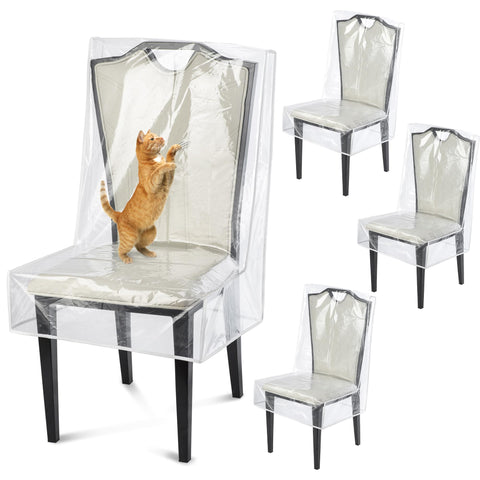 Uawsyut clear chair covers protect dining chairs from spills and scratches.