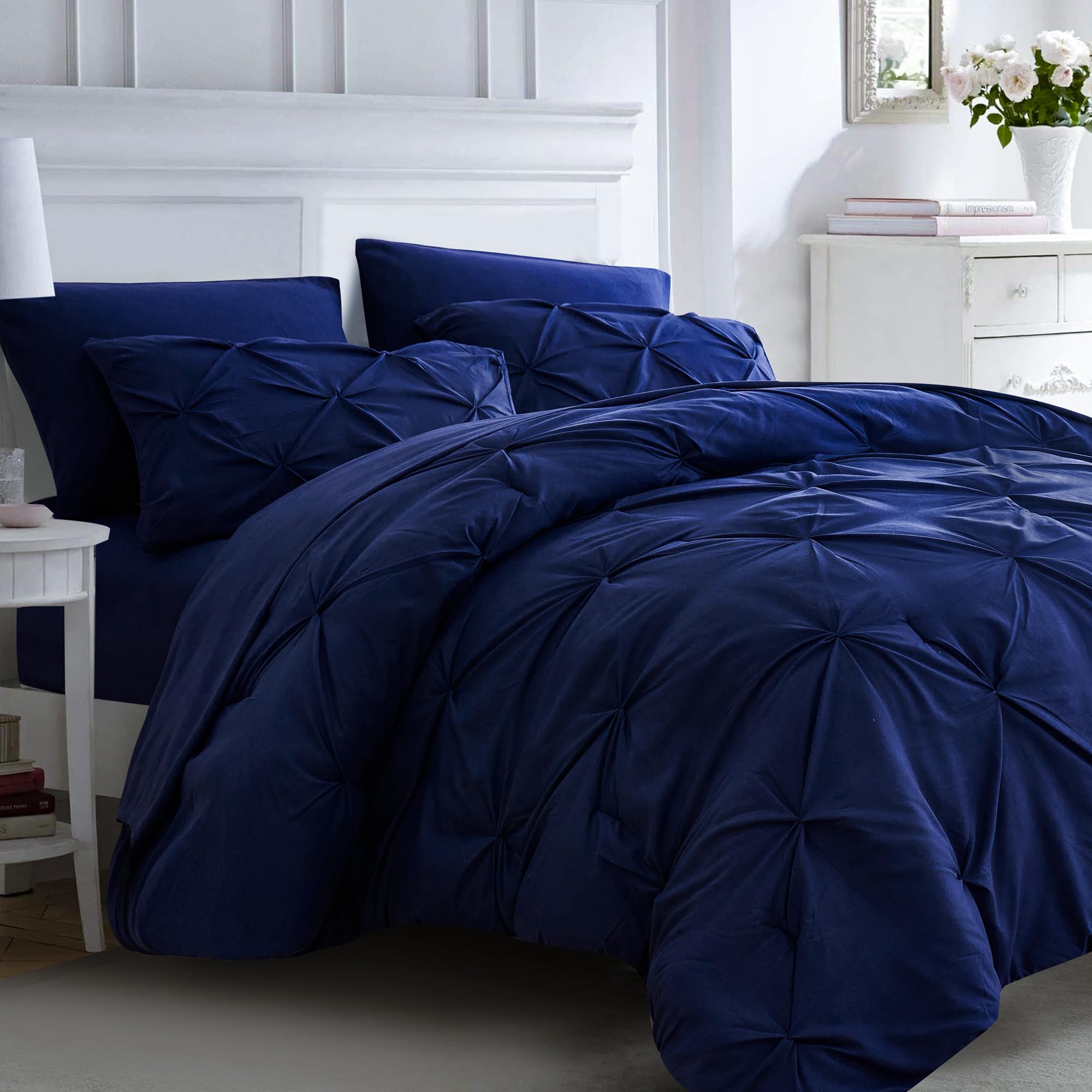 Ubauba 7pc queen comforter set on bed for all-season comfort.