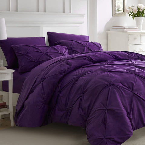 Ubauba 7pc purple queen comforter set with soft microfiber for all-season warmth